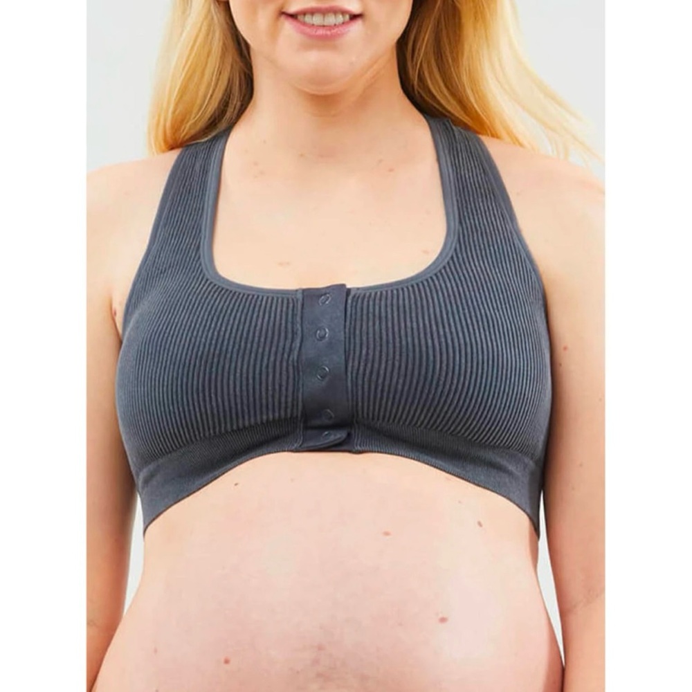 CAKE Charcoal Black Ribbed Maternity Bra NWT